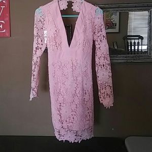 Pink lace necklace dress